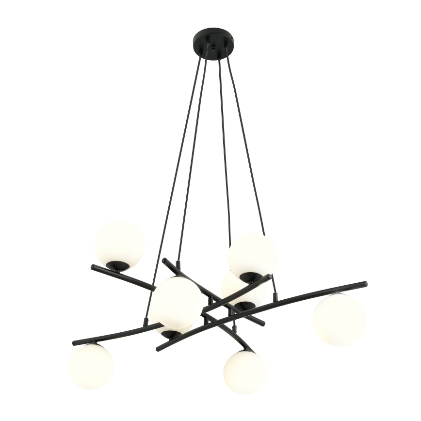 Lámpara colgante ESSA 8xE14/10W/230V negro/blanco