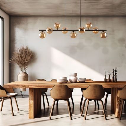 Lámpara colgante ESTERA 9xG9/6W/230V marrón/beige ahumado