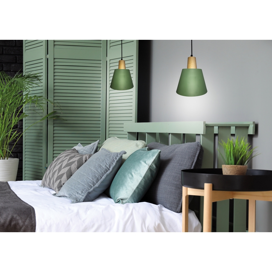 Lámpara colgante FARO 1xE27/40W/230V verde/haya