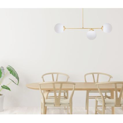 Lámpara colgante FIRA 3xE27/60W/230V dorado
