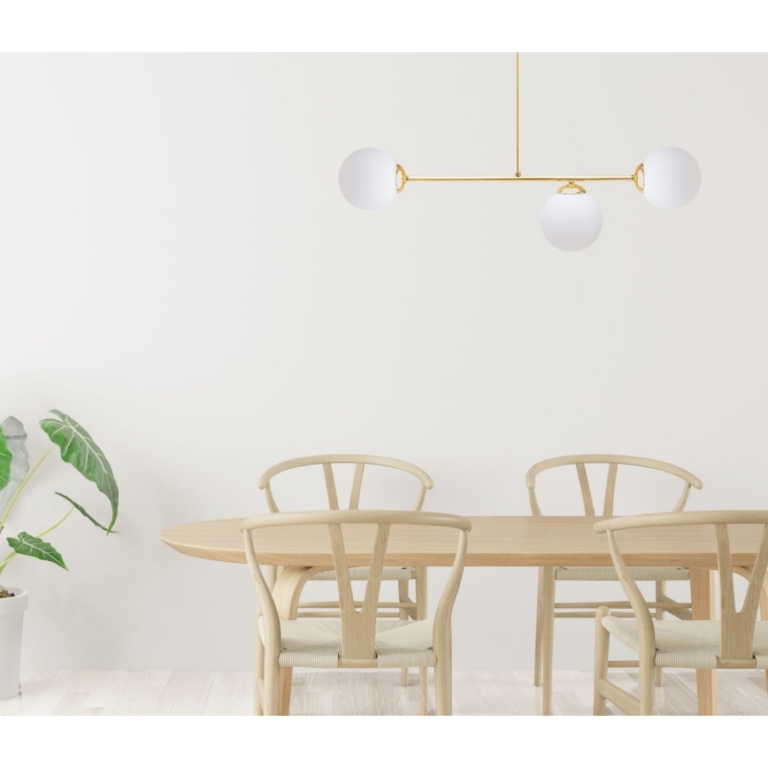 Lámpara colgante FIRA 3xE27/60W/230V dorado