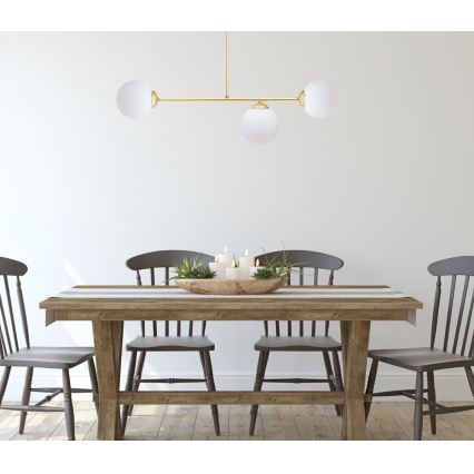 Lámpara colgante FIRA 3xE27/60W/230V dorado