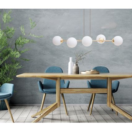 Lámpara colgante FIRA 5xE27/60W/230V dorado