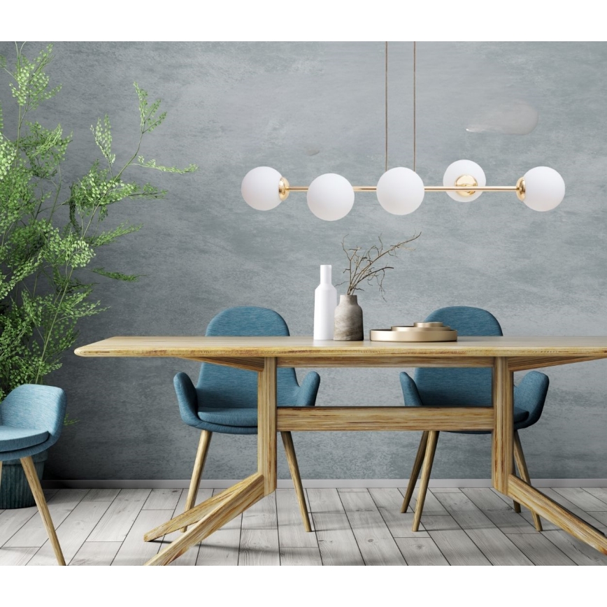 Lámpara colgante FIRA 5xE27/60W/230V dorado
