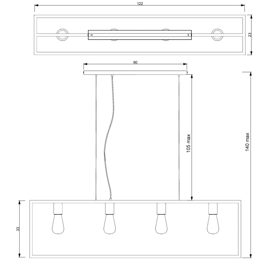 Lámpara colgante FRAME 4xE27/60W/230V negro