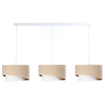 Lámpara colgante GALAXY 3xE27/60W/230V beige/blanco/dorado
