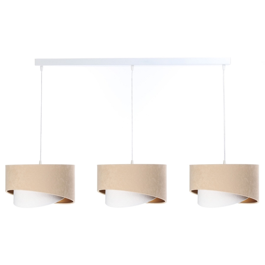 Lámpara colgante GALAXY 3xE27/60W/230V beige/blanco/dorado