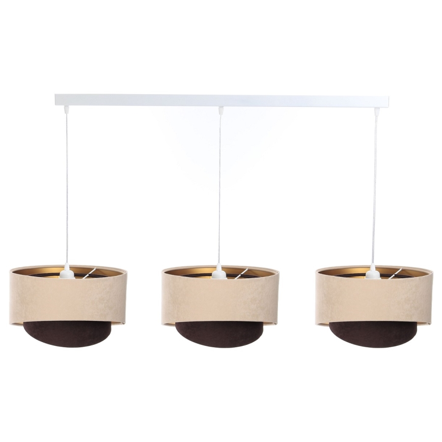 Lámpara colgante GALAXY 3xE27/60W/230V beige/marrón/dorado