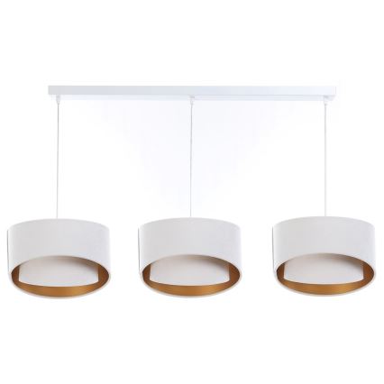 Lámpara colgante GALAXY 3xE27/60W/230V blanco/dorado