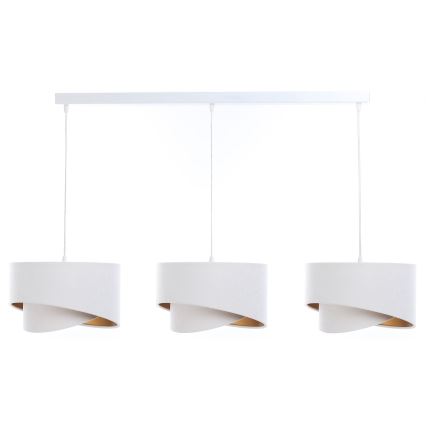 Lámpara colgante GALAXY 3xE27/60W/230V blanco/dorado