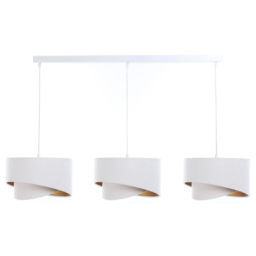 Lámpara colgante GALAXY 3xE27/60W/230V blanco/dorado