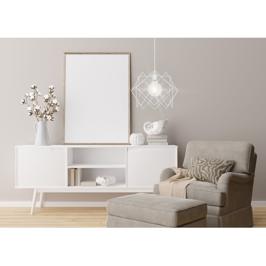 Lámpara colgante GALL 1xE27/60W/230V blanco