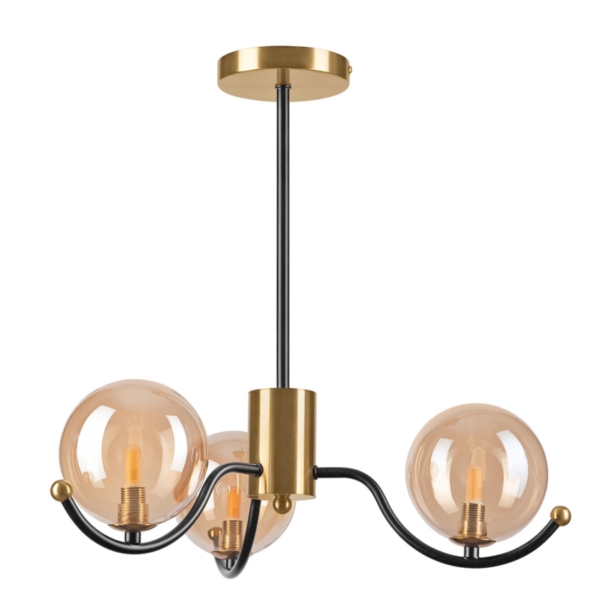 Lámpara colgante GEORGIA 3xE14/5W/230V dorado/beige ahumado
