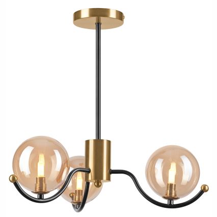 Lámpara colgante GEORGIA 3xE14/5W/230V dorado/beige ahumado