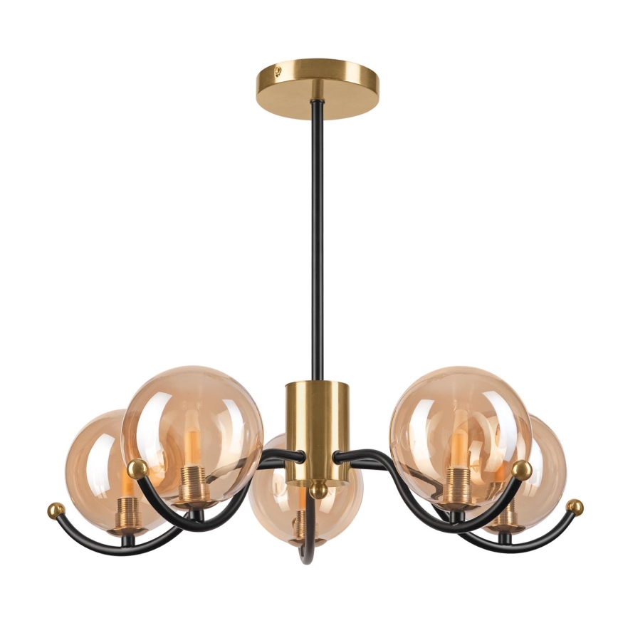 Lámpara colgante GEORGIA 5xE14/5W/230V dorado/beige ahumado