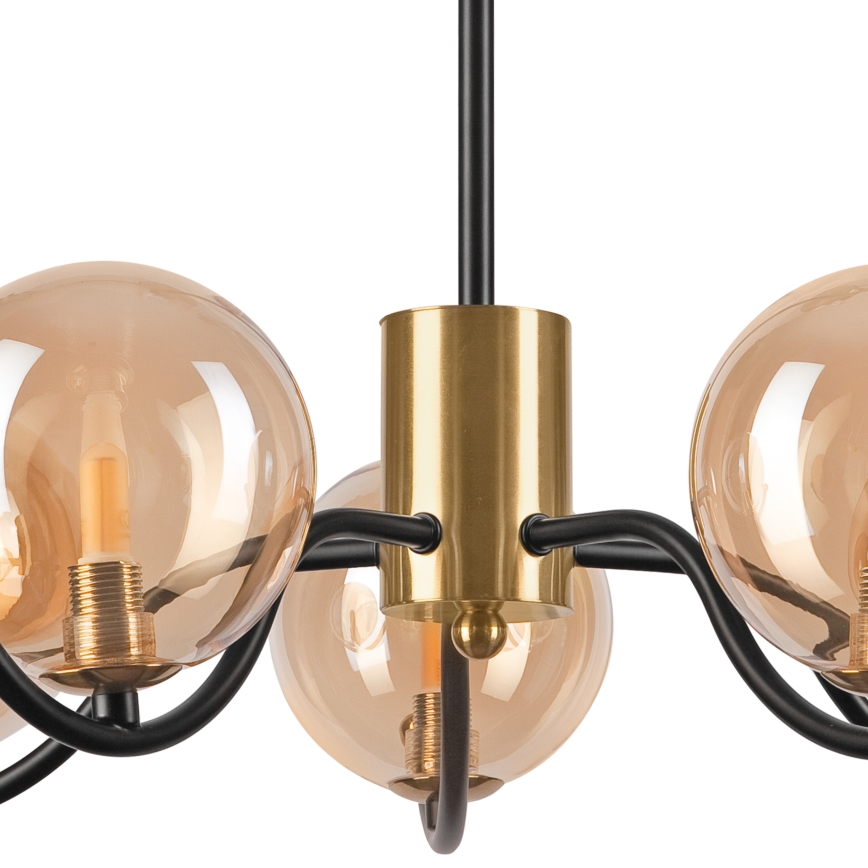 Lámpara colgante GEORGIA 5xE14/5W/230V dorado/beige ahumado