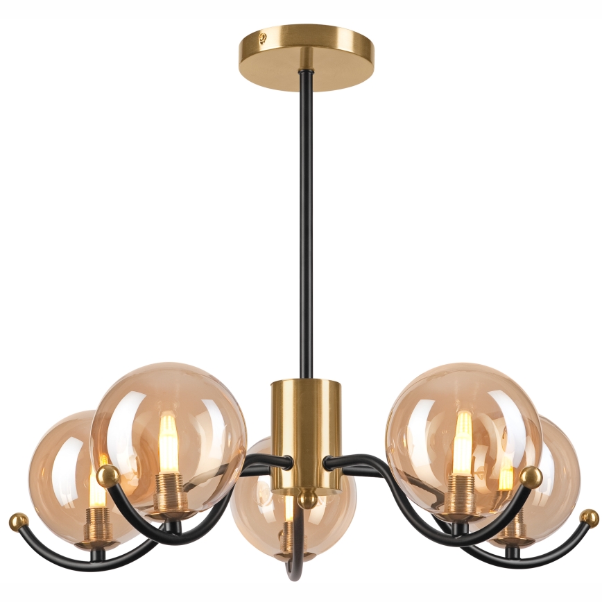 Lámpara colgante GEORGIA 5xE14/5W/230V dorado/beige ahumado
