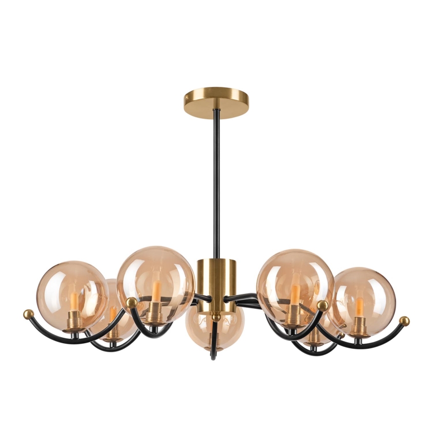 Lámpara colgante GEORGIA 7xE14/5W/230V dorado/beige ahumado