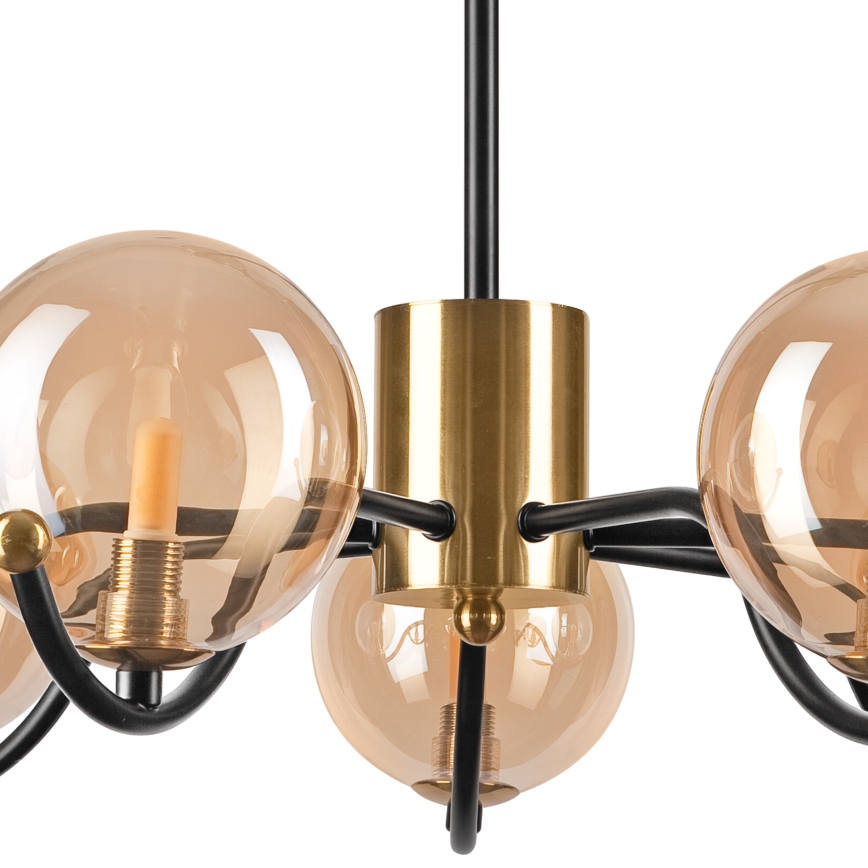 Lámpara colgante GEORGIA 7xE14/5W/230V dorado/beige ahumado