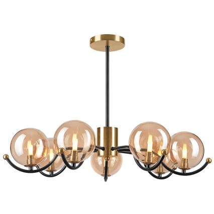 Lámpara colgante GEORGIA 7xE14/5W/230V dorado/beige ahumado