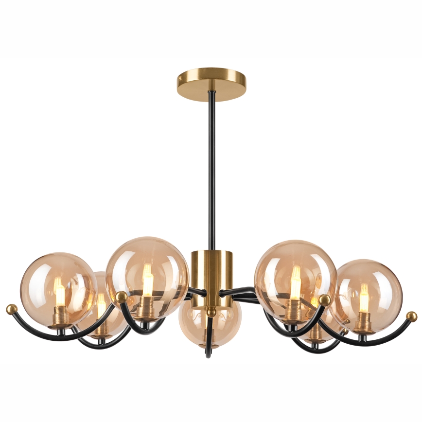 Lámpara colgante GEORGIA 7xE14/5W/230V dorado/beige ahumado