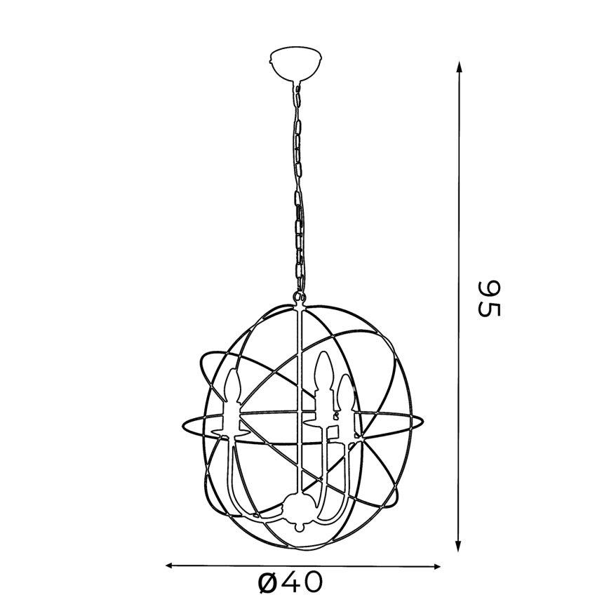 Lámpara colgante GLOBE 3 3xE14/60W negra