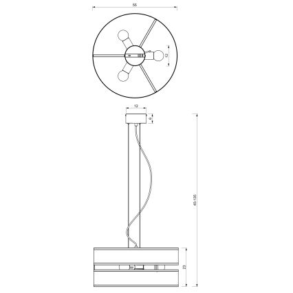 Lámpara colgante GLUM 3xE27/60W/230V negro