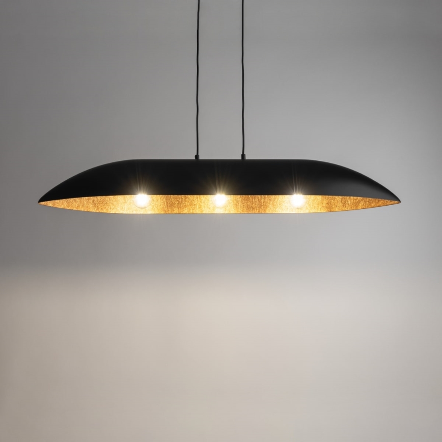 Lámpara colgante GONDOLA 3xE27/60W/230V negro/cobre