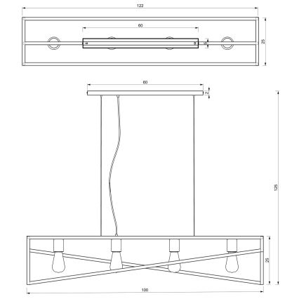 Lámpara colgante GOTE 4xE27/60W/230V