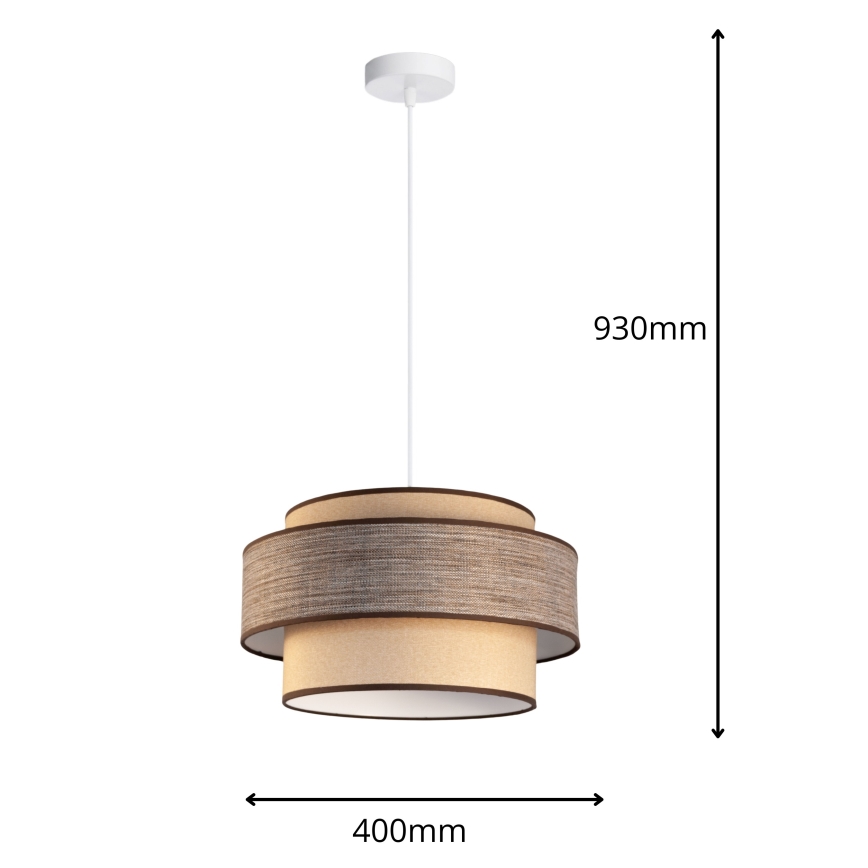 Lámpara colgante GRACE 1xE27/60W/230V beige/marrón
