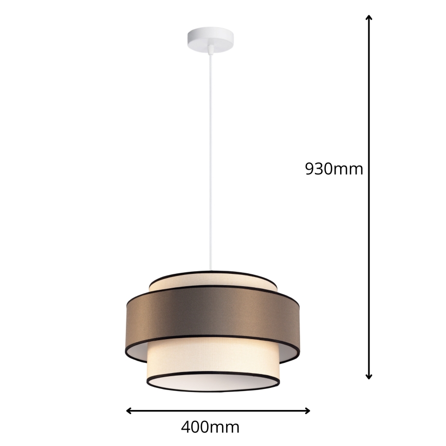 Lámpara colgante GRACE 1xE27/60W/230V color crema/marrón