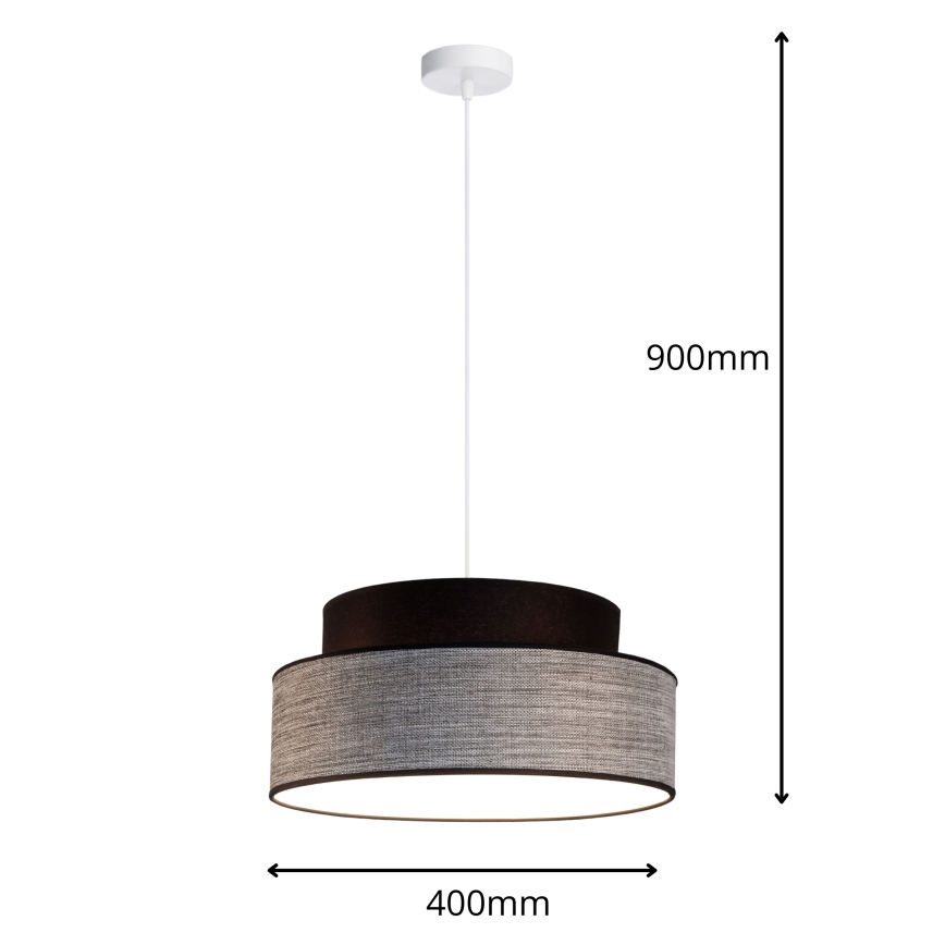 Lámpara colgante GRACE 1xE27/60W/230V negro/gris