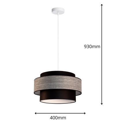 Lámpara colgante GRACE 1xE27/60W/230V negro/gris
