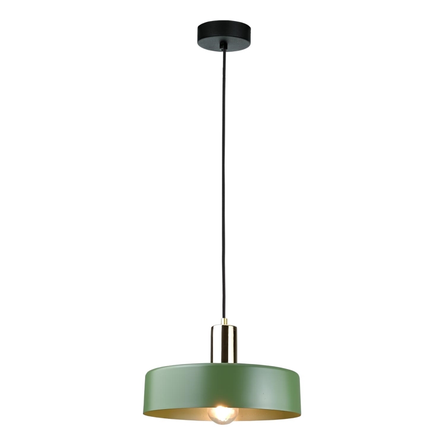 Lámpara colgante HAKI 1xE27/60W/230V Verde/negro/cromo brillante