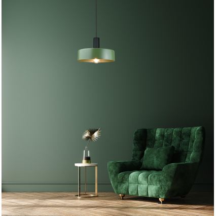 Lámpara colgante HAKI 1xE27/60W/230V Verde/negro
