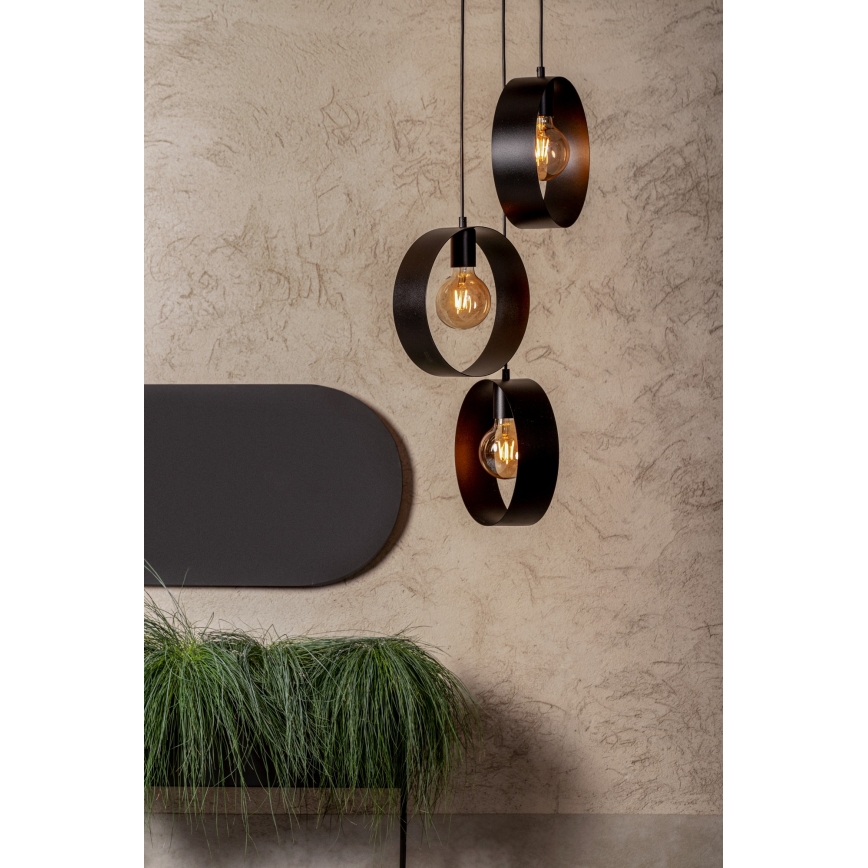 Lámpara colgante HAPPY 3xE27/60W/230V negro