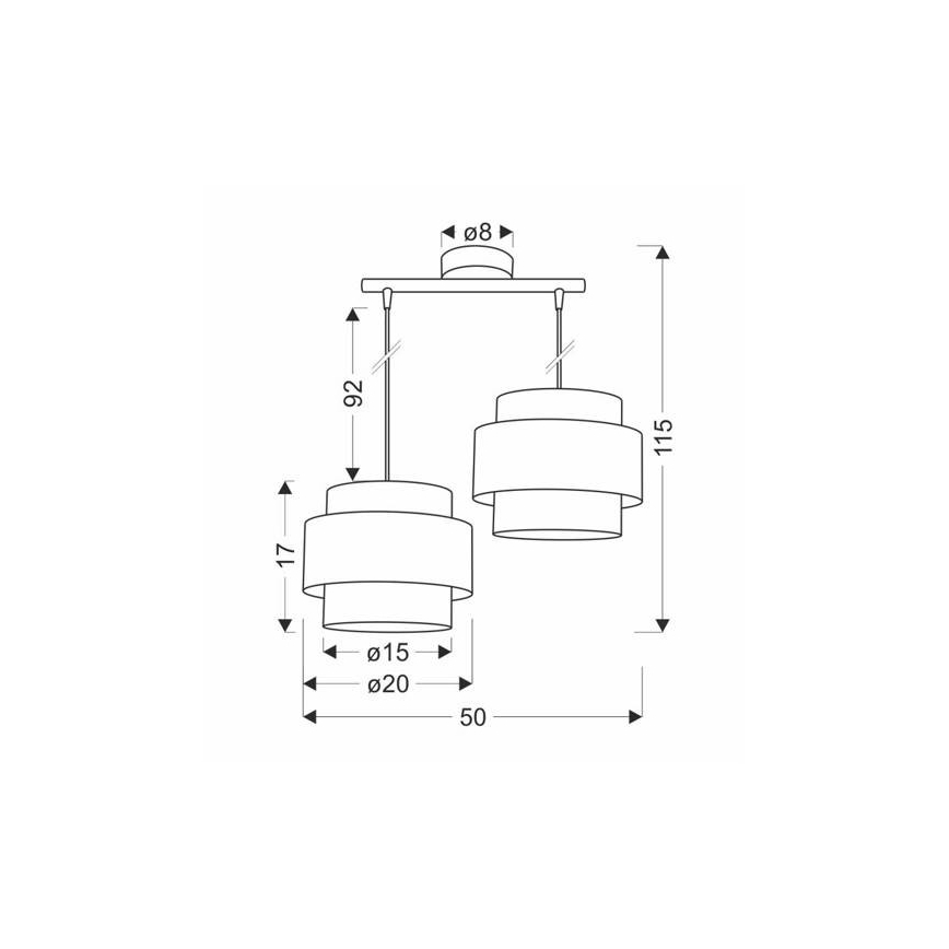 Lámpara colgante HARE 2xE27/60W/230V gris/cromo mate