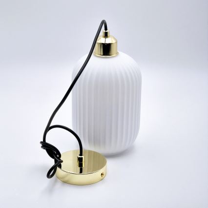 Lámpara colgante HARMA 1xE27/15W/230V diá. 14 cm blanco/dorado