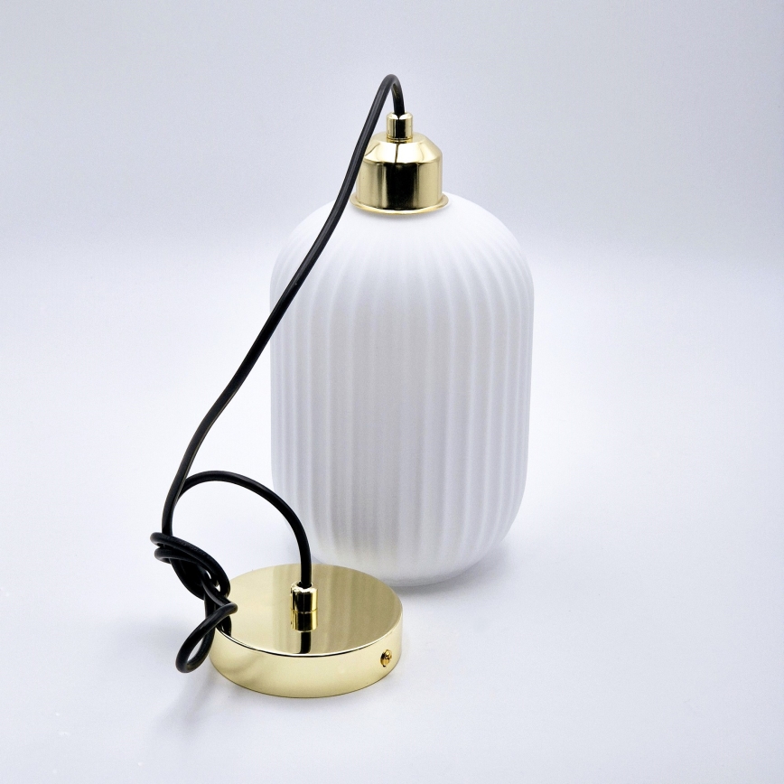 Lámpara colgante HARMA 1xE27/15W/230V diá. 14 cm blanco/dorado