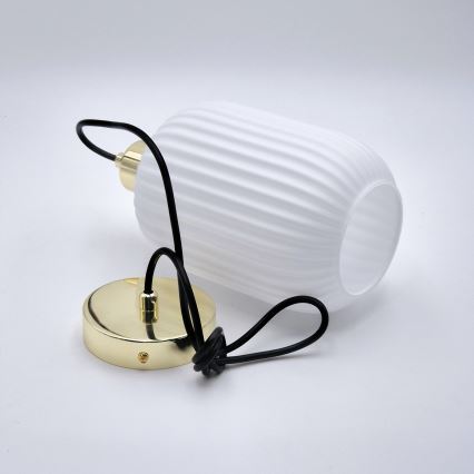 Lámpara colgante HARMA 1xE27/15W/230V diá. 14 cm blanco/dorado