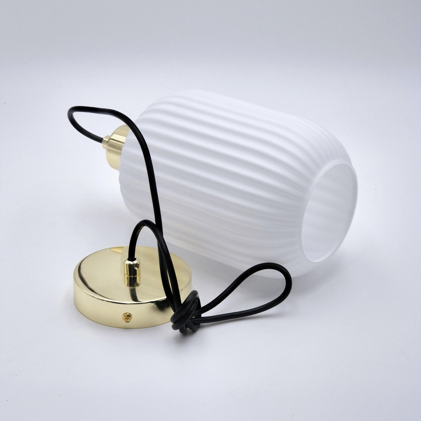 Lámpara colgante HARMA 1xE27/15W/230V diá. 14 cm blanco/dorado