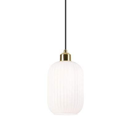 Lámpara colgante HARMA 1xE27/15W/230V diá. 14 cm blanco/dorado