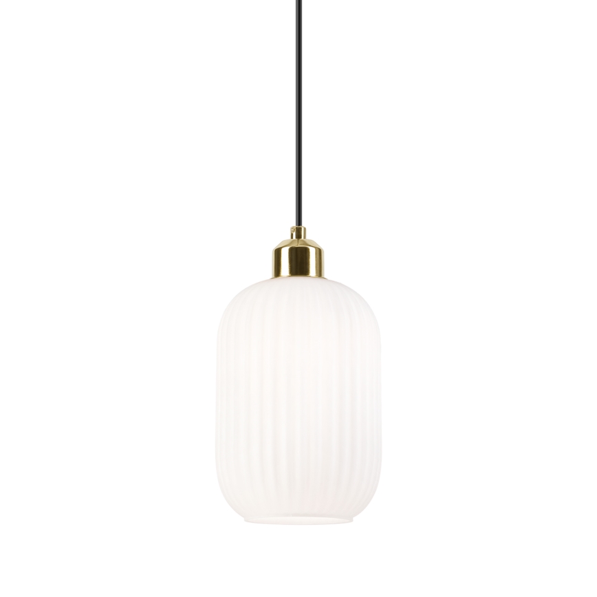 Lámpara colgante HARMA 1xE27/15W/230V diá. 14 cm blanco/dorado