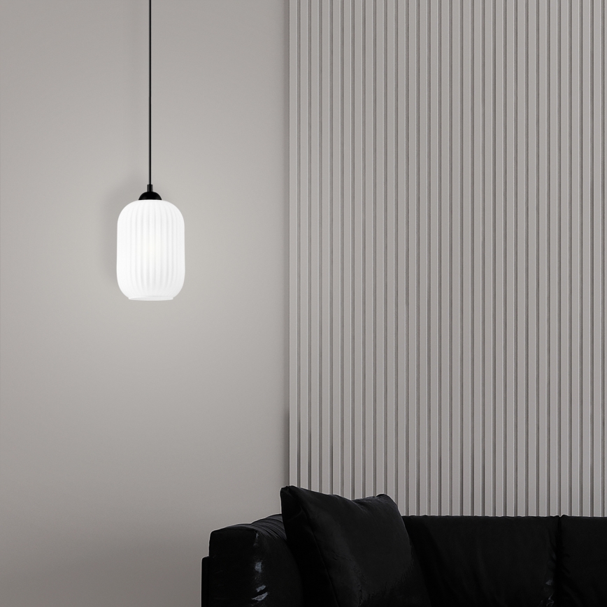 Lámpara colgante HARMA 1xE27/15W/230V diá. 14 cm blanco/negro