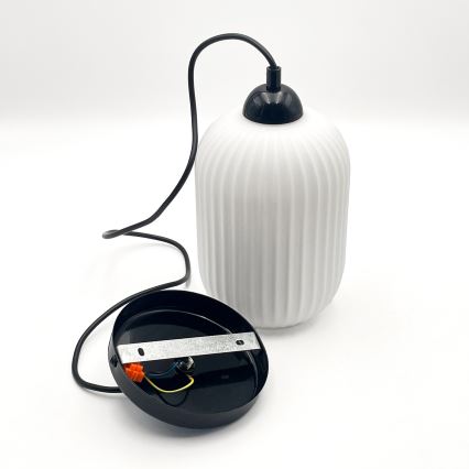 Lámpara colgante HARMA 1xE27/15W/230V diá. 14 cm blanco/negro