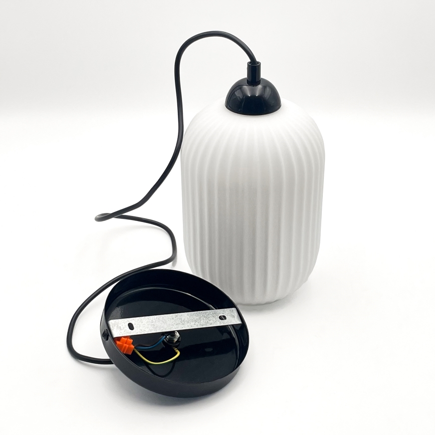 Lámpara colgante HARMA 1xE27/15W/230V diá. 14 cm blanco/negro