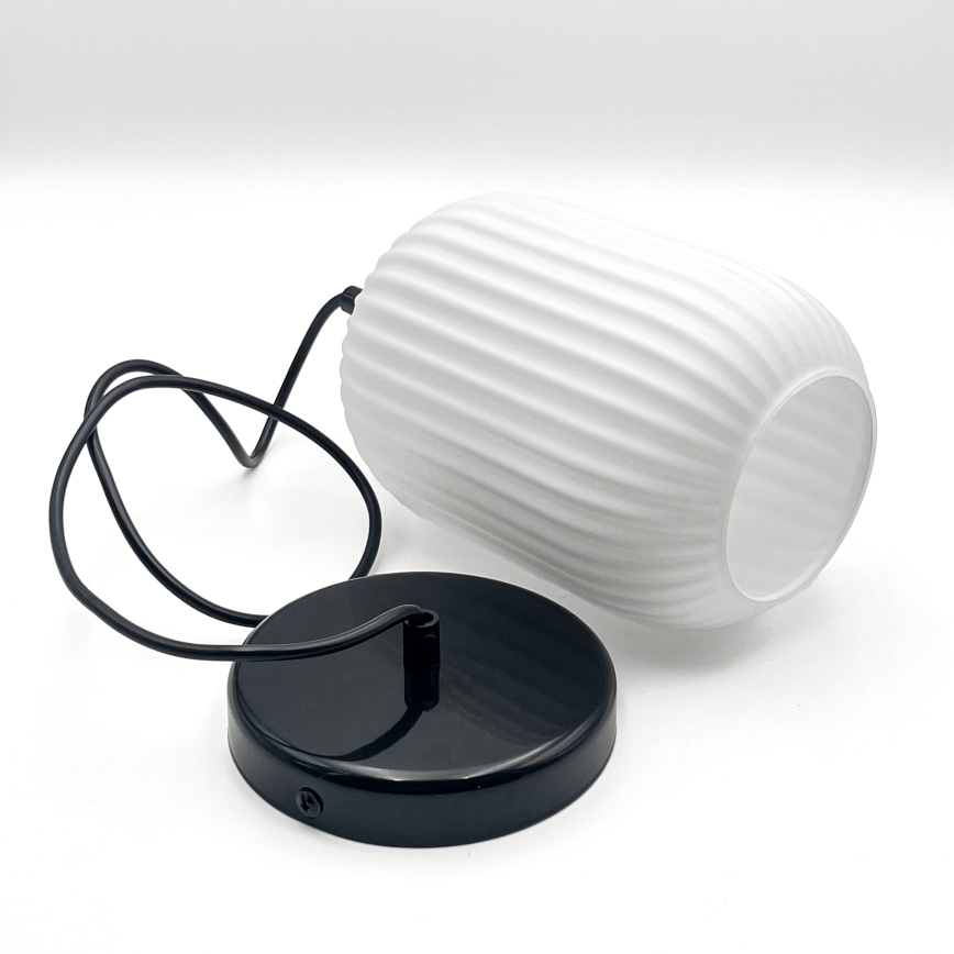 Lámpara colgante HARMA 1xE27/15W/230V diá. 14 cm blanco/negro