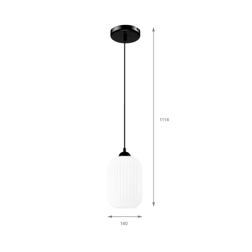 Lámpara colgante HARMA 1xE27/15W/230V diá. 14 cm blanco/negro