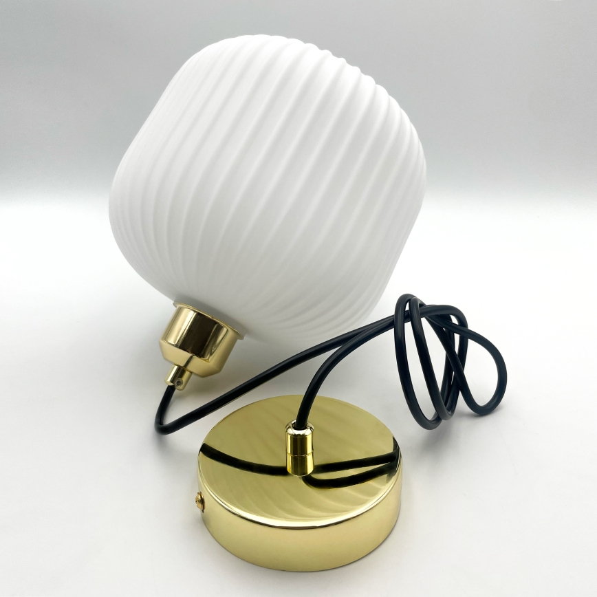 Lámpara colgante HARMA 1xE27/15W/230V diá. 20 cm blanco/dorado