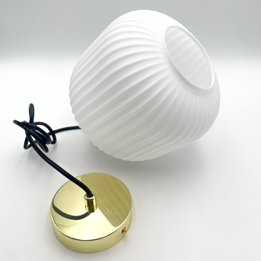Lámpara colgante HARMA 1xE27/15W/230V diá. 20 cm blanco/dorado